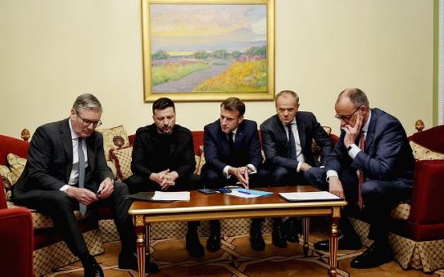 Macron, Merz, Starmer dhe Tusk vizitë në Kiev, takim me Zelenskyn,