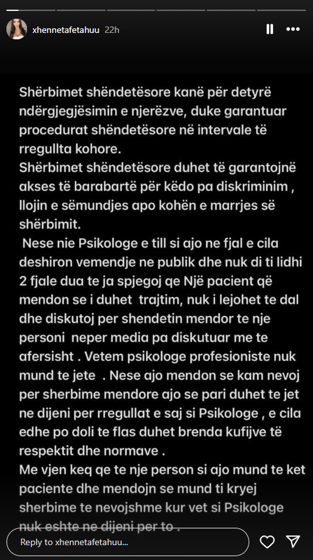 E quajti të paedukatë, Xheneta Fetahu i reagon ashpër psikologes: