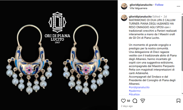 FOTO/ Dua Lipa merr një dhuratë unike nga komuniteti arbëresh