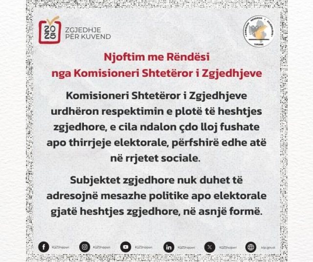 KQZ urdhëron subjektet politike: Respektoni heshtjen zgjedhore, mos