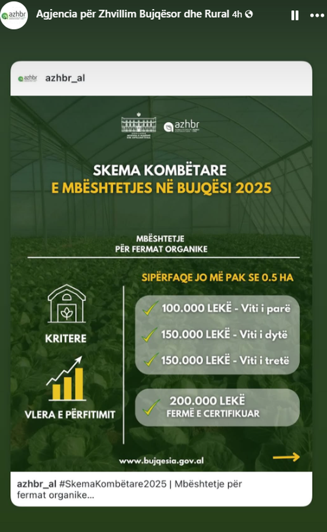 Subvencionet në bujqësi, 200 mijë lekë mbështetje